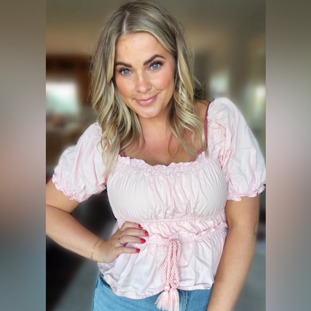 Pink Ruffled Women's Top